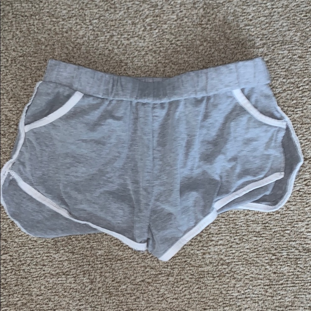 gray booty shorts with pockets
